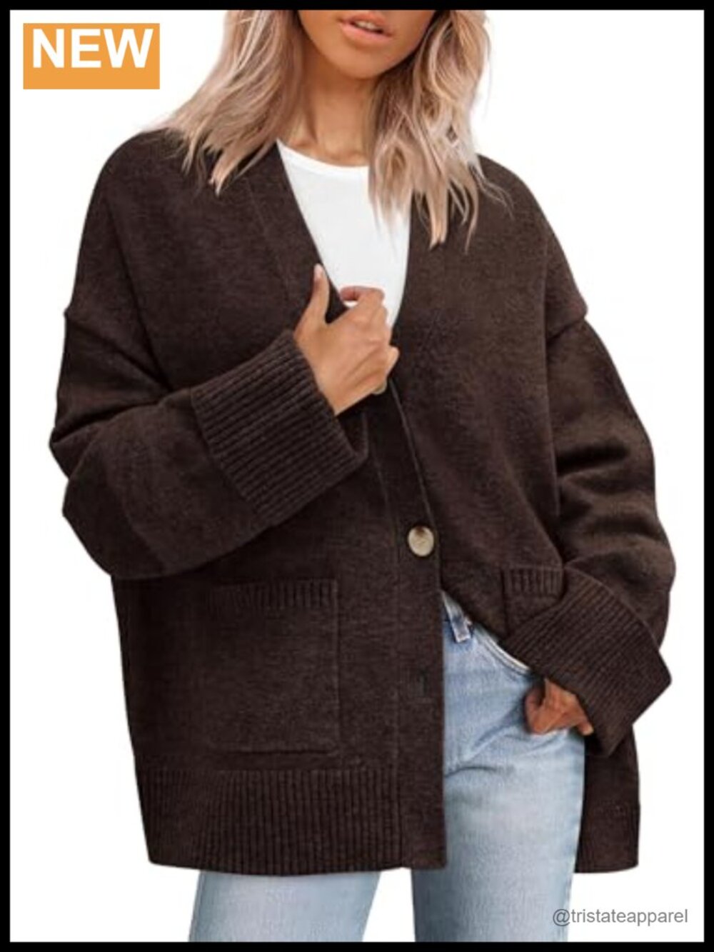 Oversized Chunky Knit Cardigan Sweater with Pockets